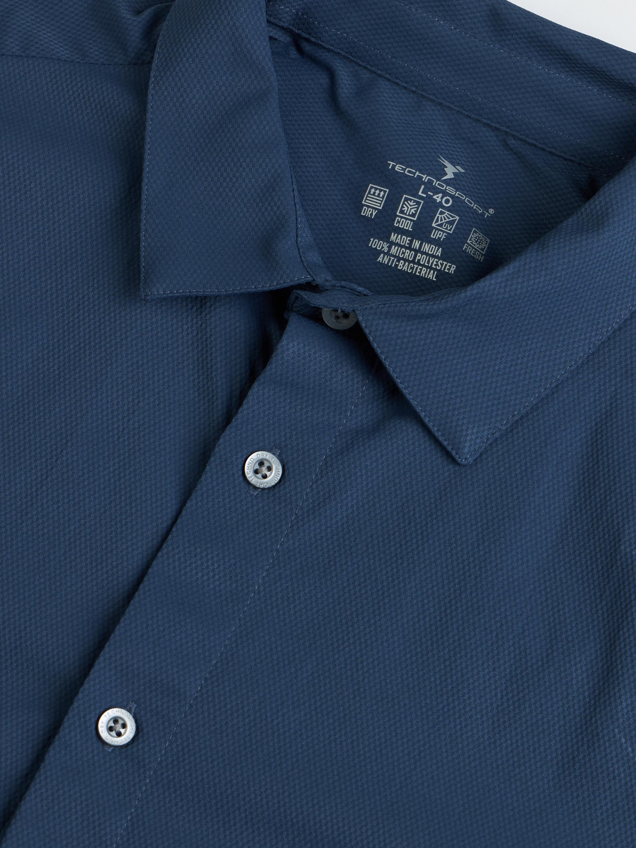 Men Solid Slim Fit Spread Collar Shirt with TS LYTRA - Image 7