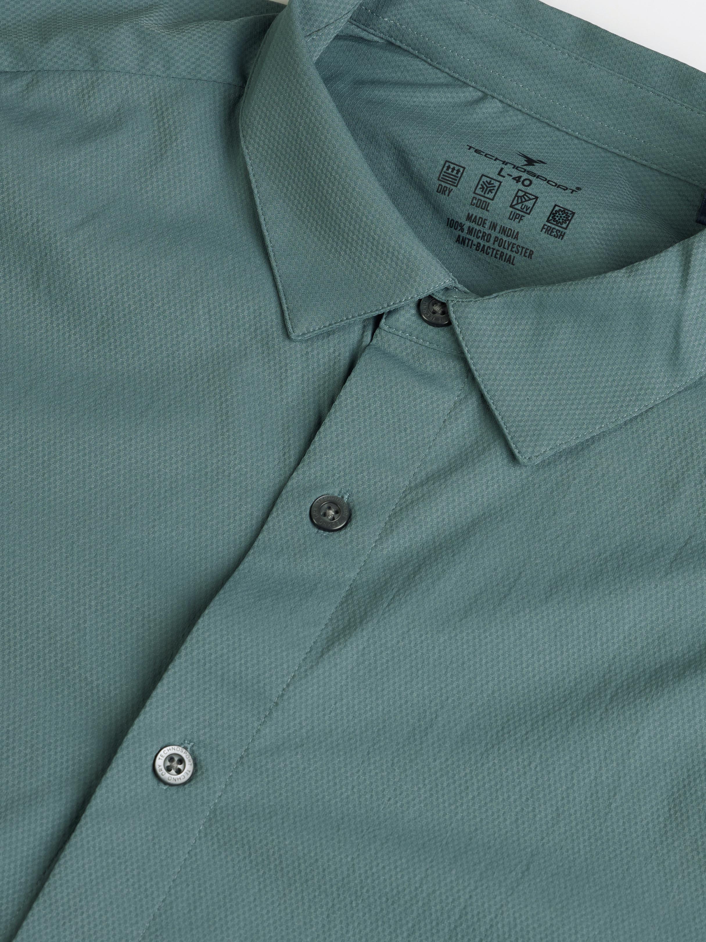 Men Solid Slim Fit Spread Collar Shirt with TS LYTRA - Image 7