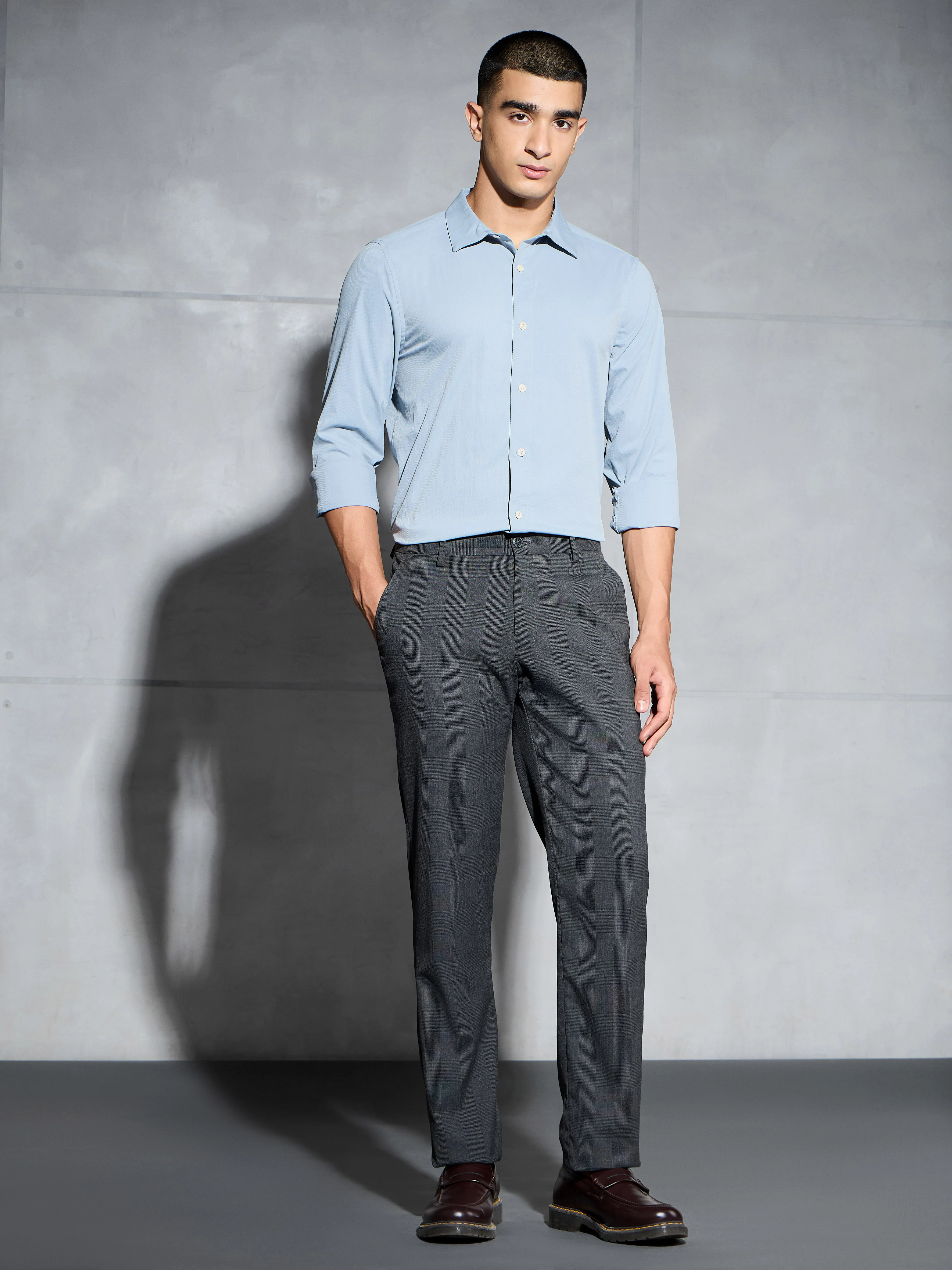 Men Solid Slim Fit Spread Collar Shirt with TS LYTRA - Image 5