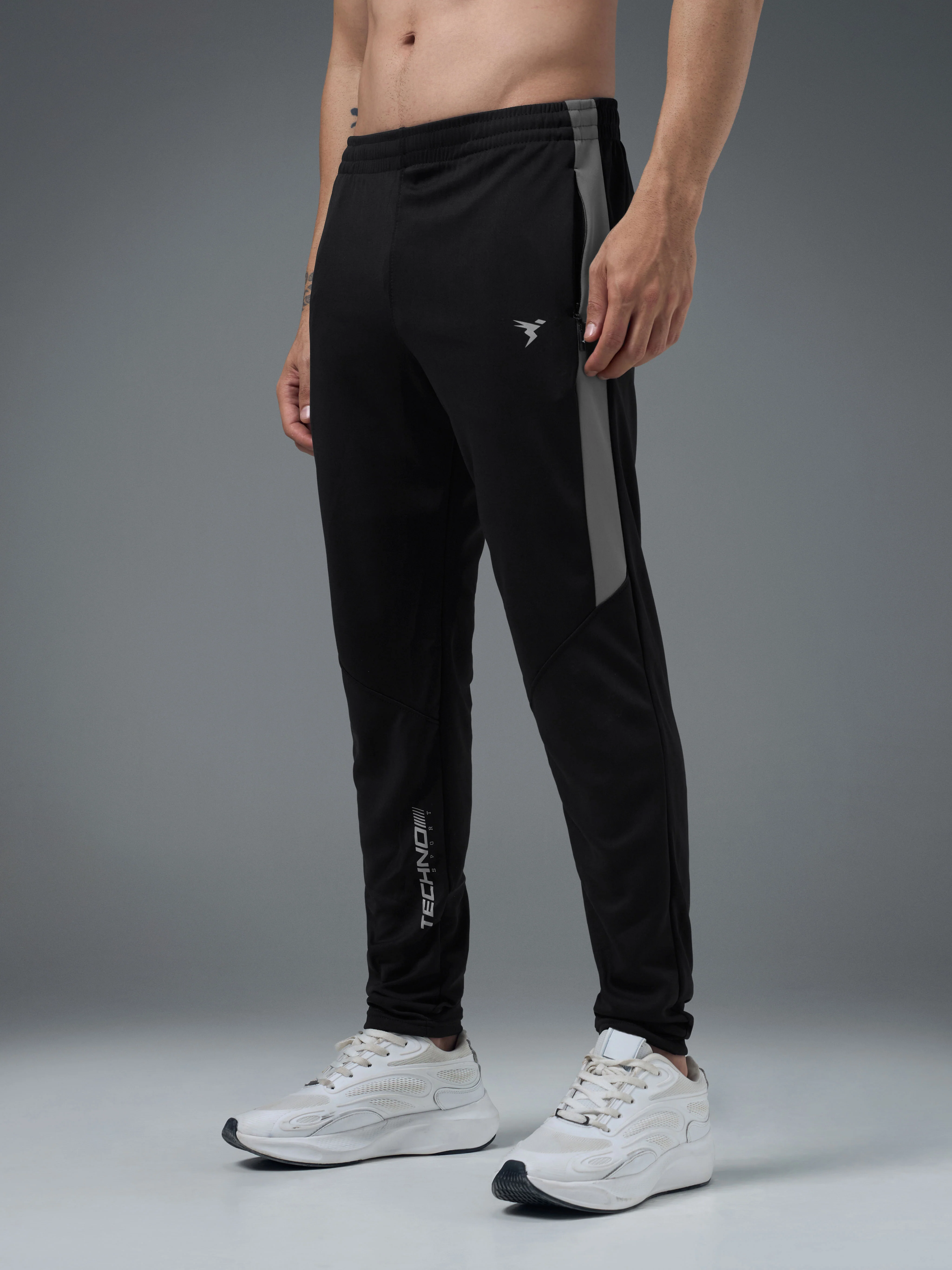 Men Solid Slim Fit Trackpants with TECHNO DRY - Image 3