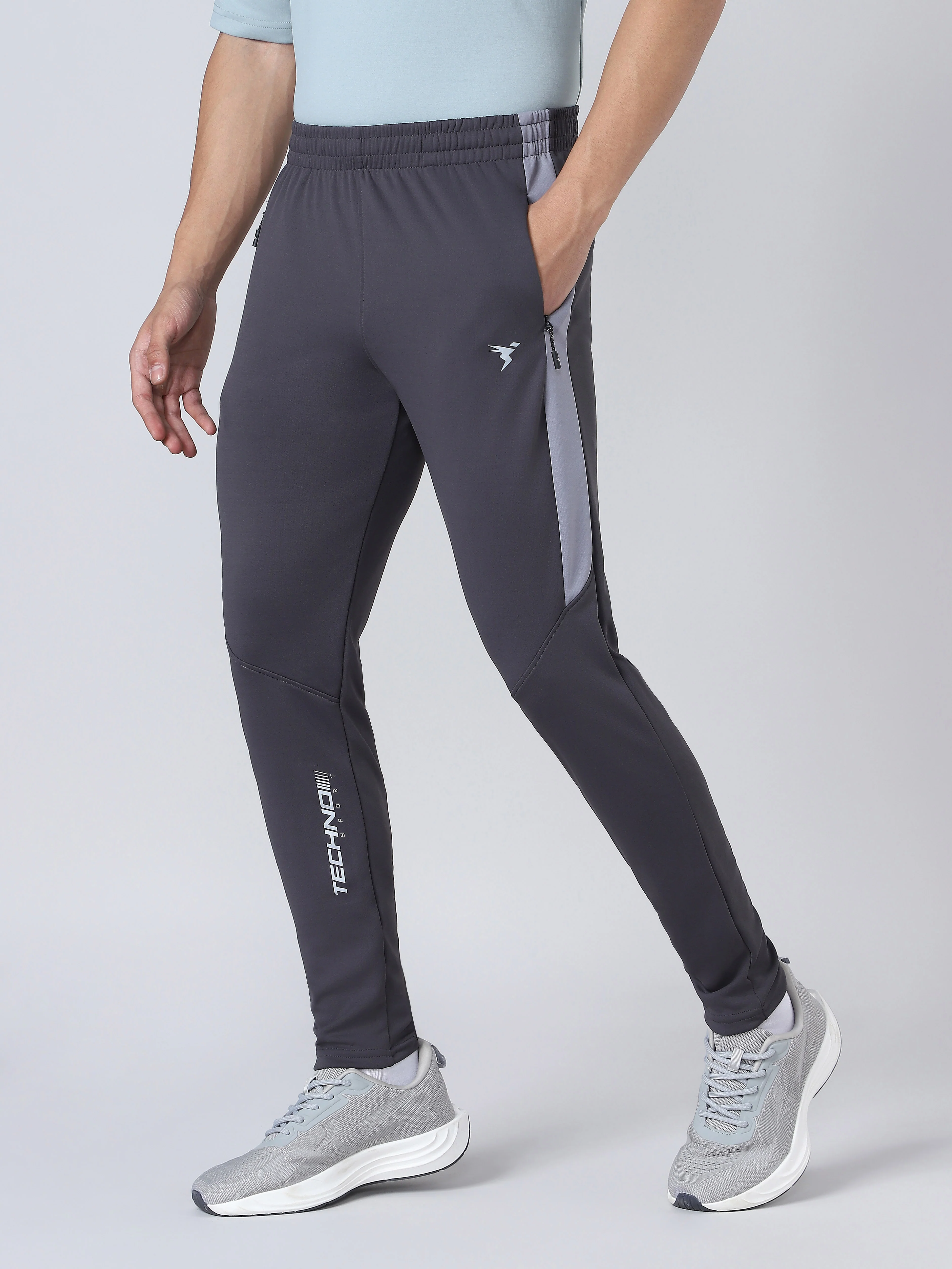 Men Solid Slim Fit Trackpants with TECHNO DRY - Image 3