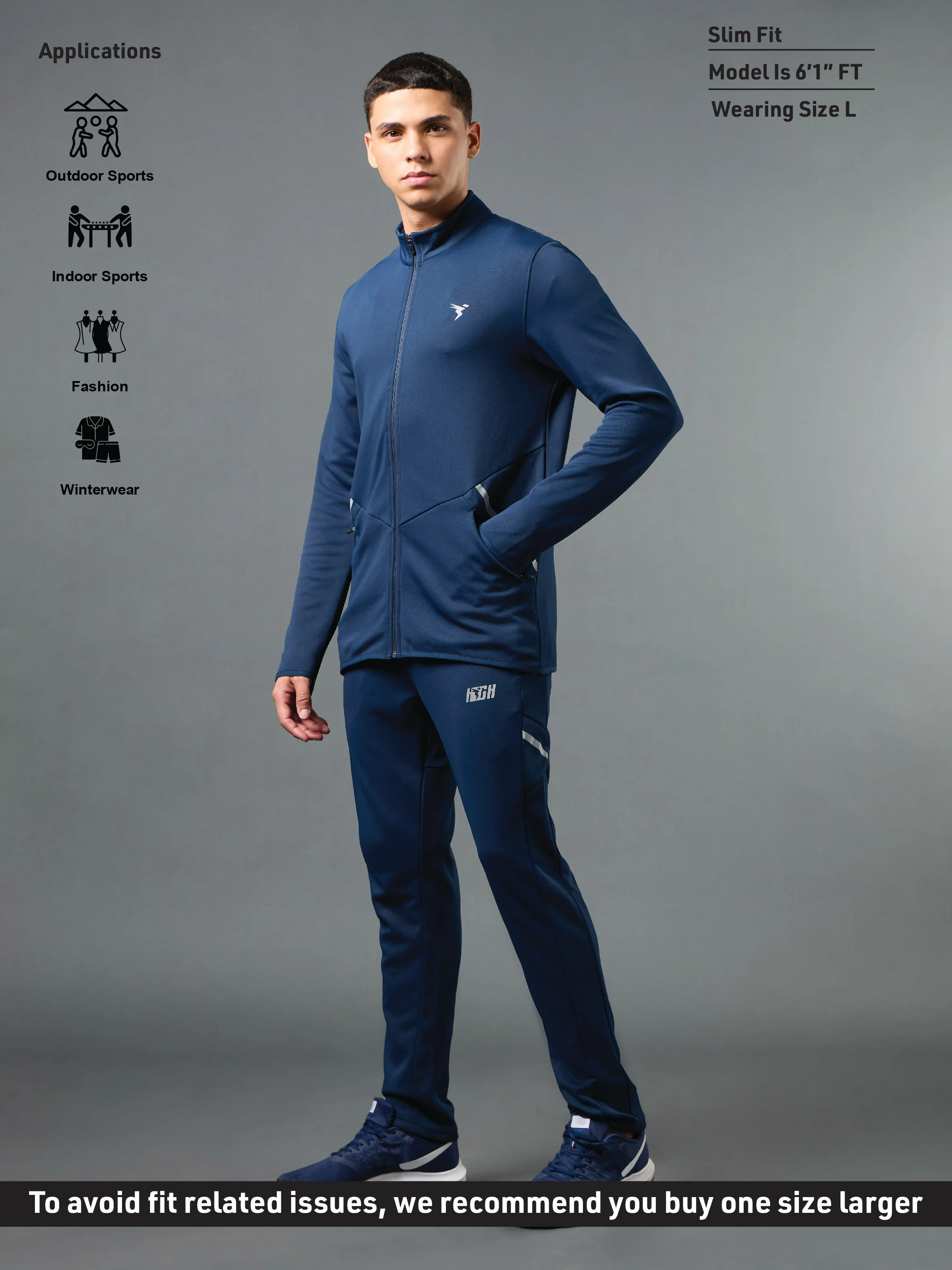 Men Solid Slim Fit Tracksuits with ELASTO LITE - Image 4