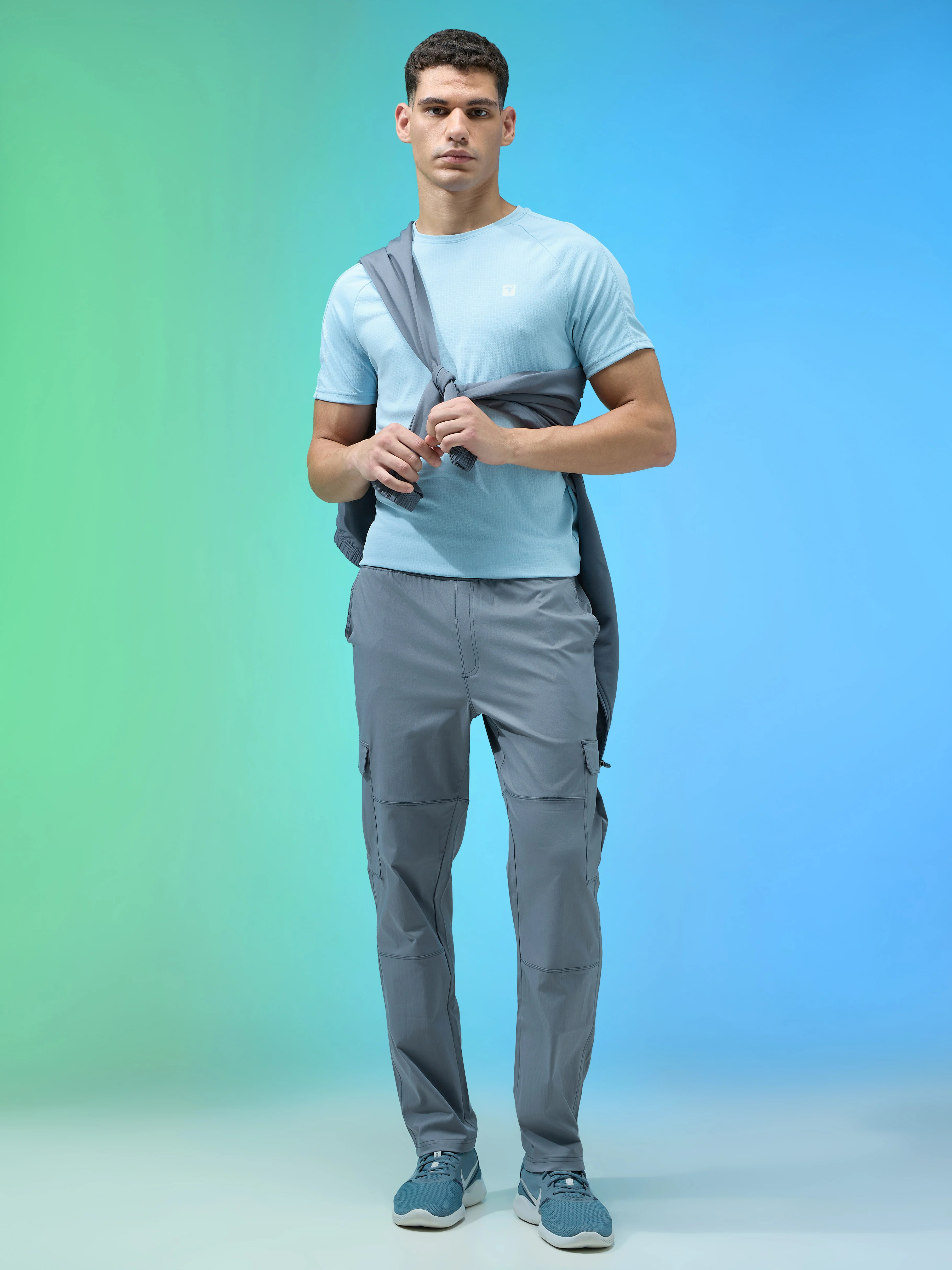 Men Solid Straight Fit Sports Cargo Trackpants with TS FLEXI - Image 5