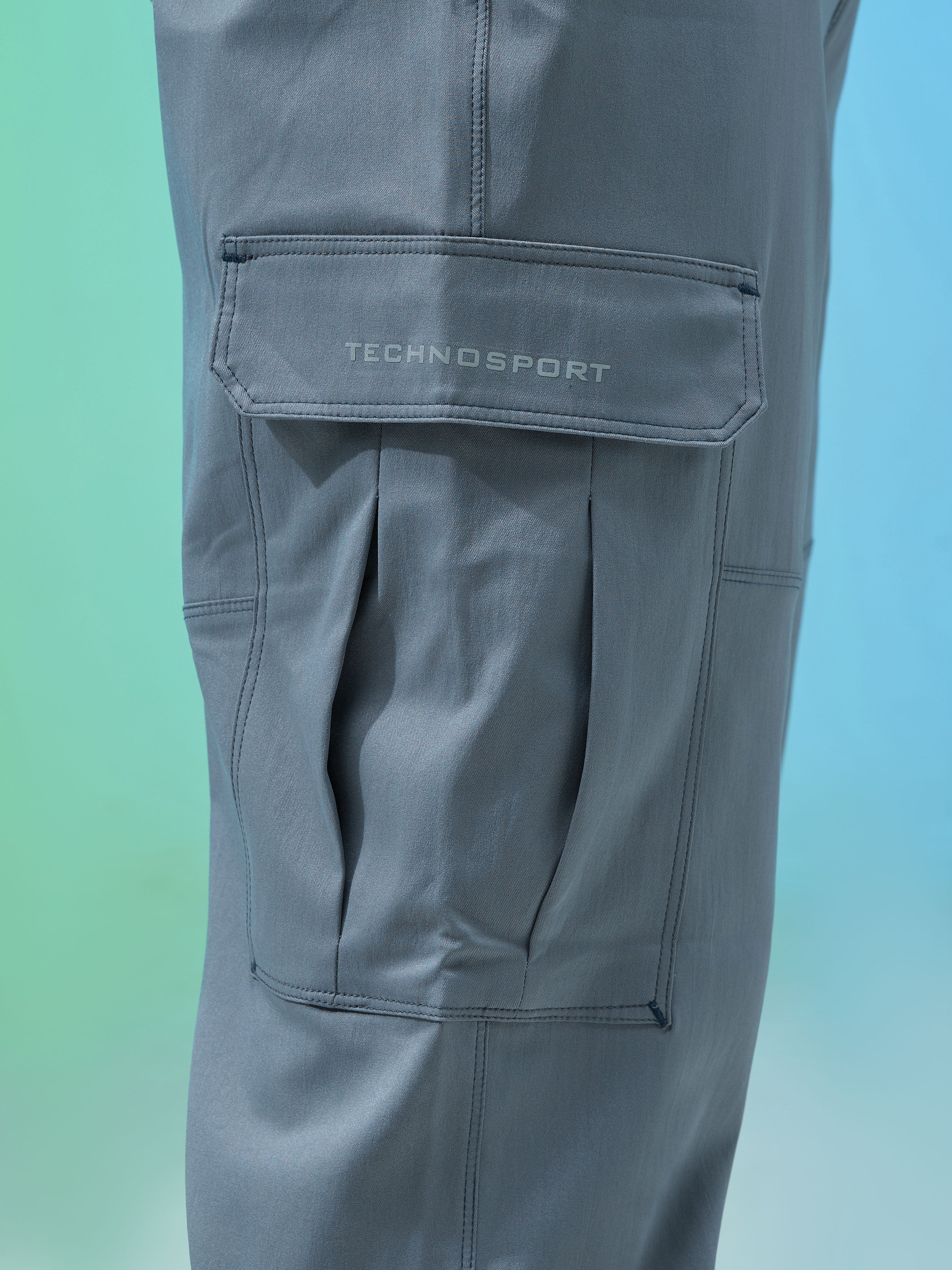 Men Solid Straight Fit Sports Cargo Trackpants with TS FLEXI - Image 7
