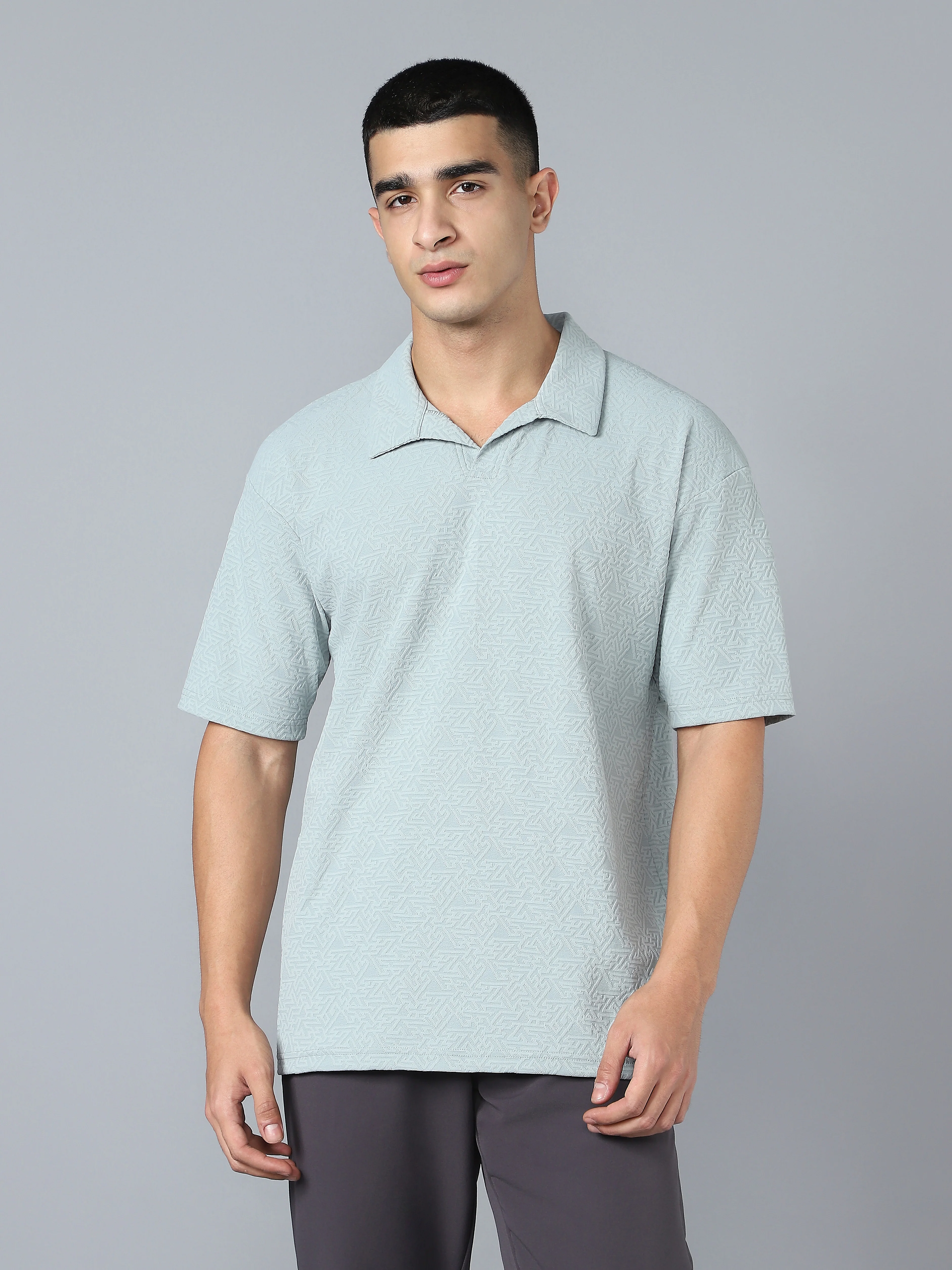 Men Textured Oversized Polo Sports T-shirt with COTFLEX - Image 2