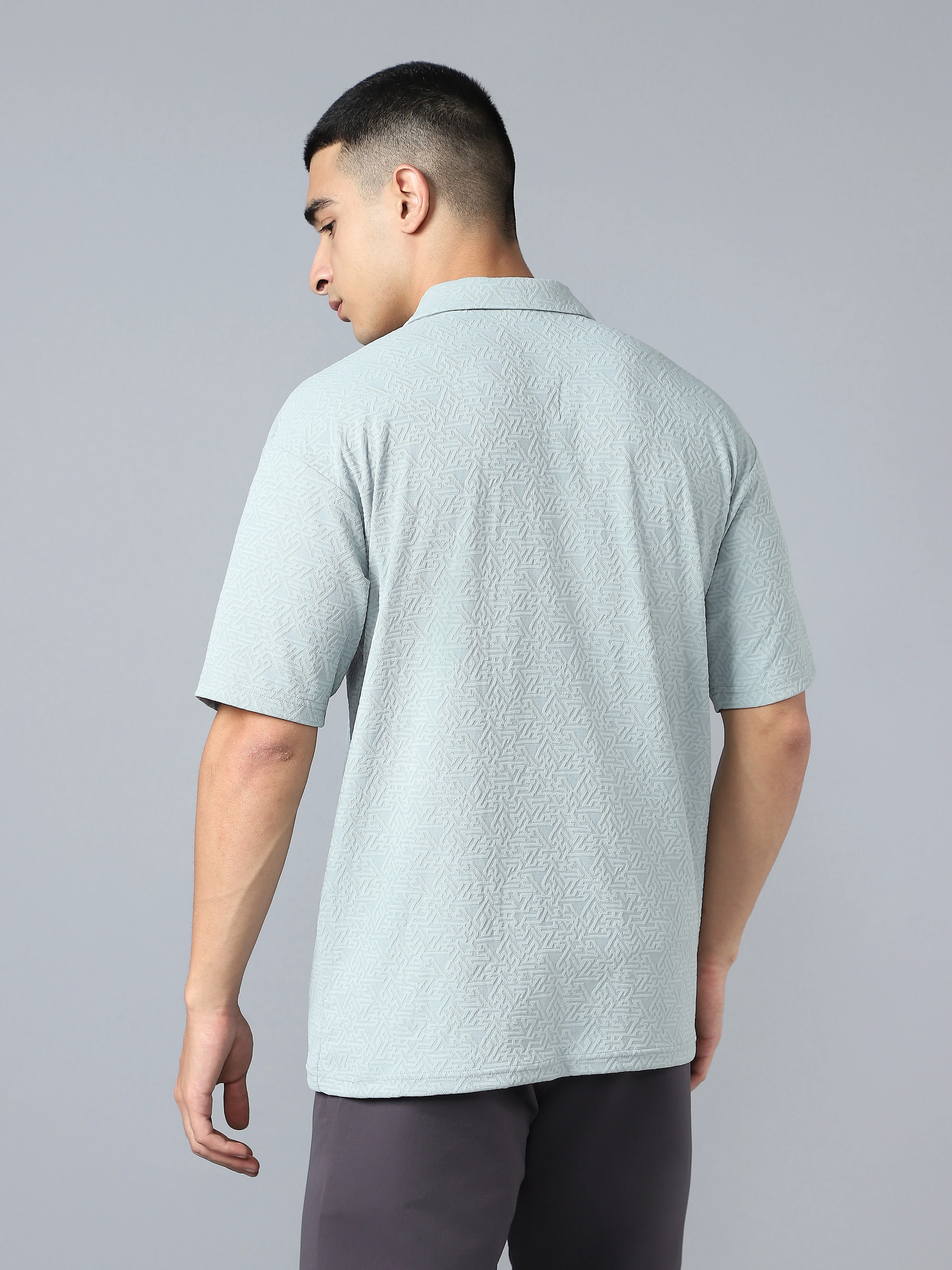 Men Textured Oversized Polo Sports T-shirt with COTFLEX - Image 3
