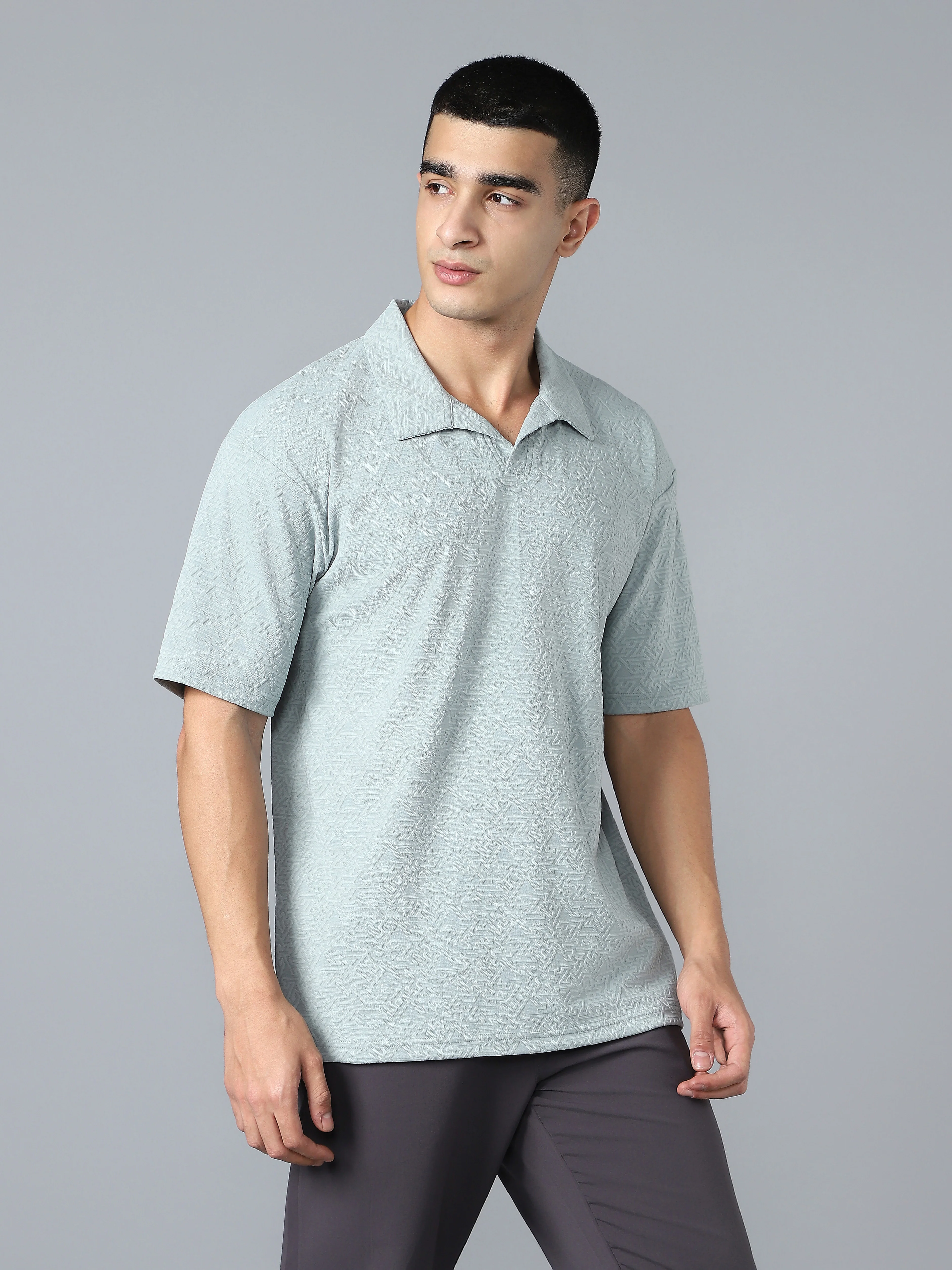 Men Textured Oversized Polo Sports T-shirt with COTFLEX - Image 4