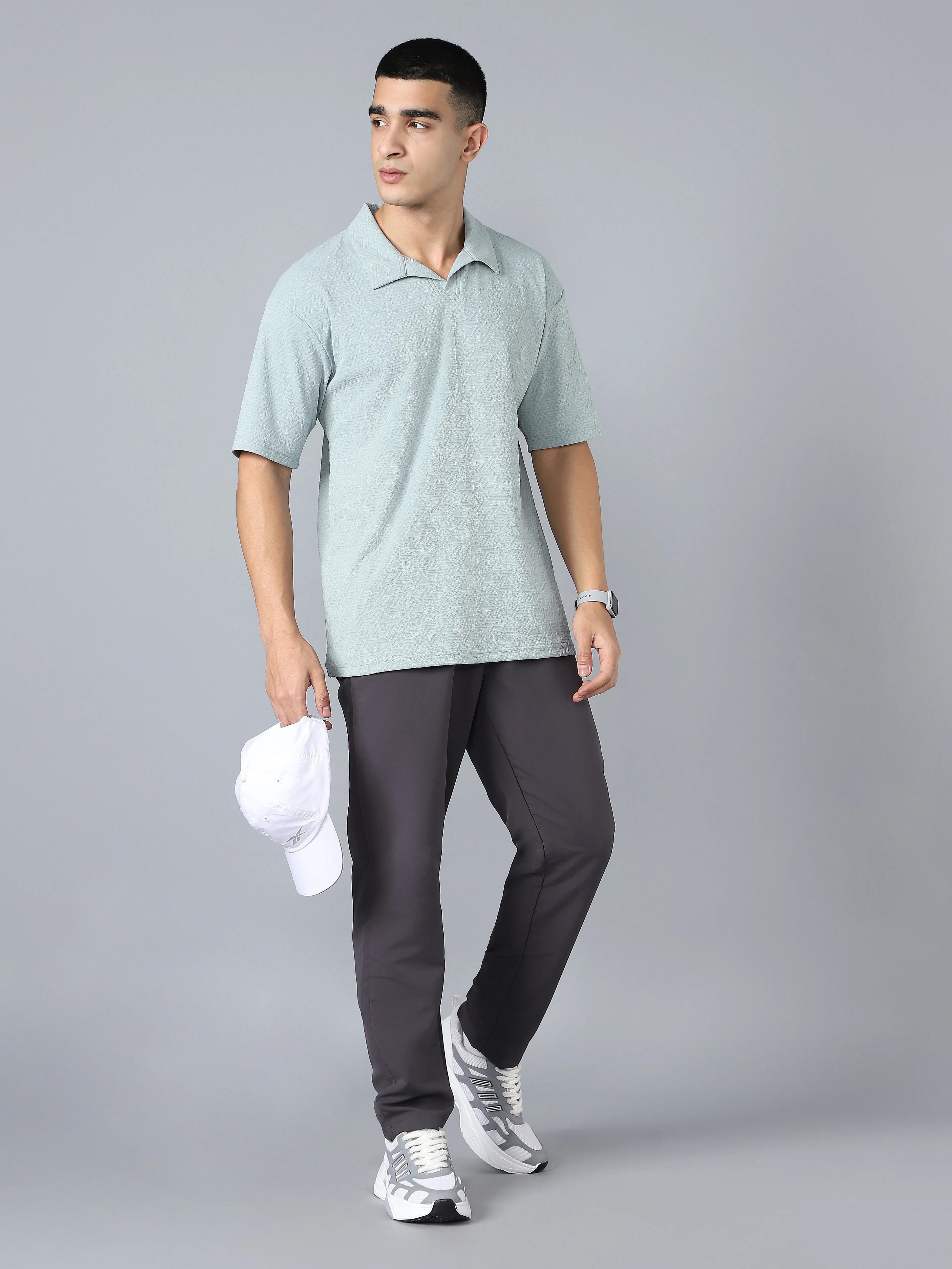 Men Textured Oversized Polo Sports T-shirt with COTFLEX - Image 7