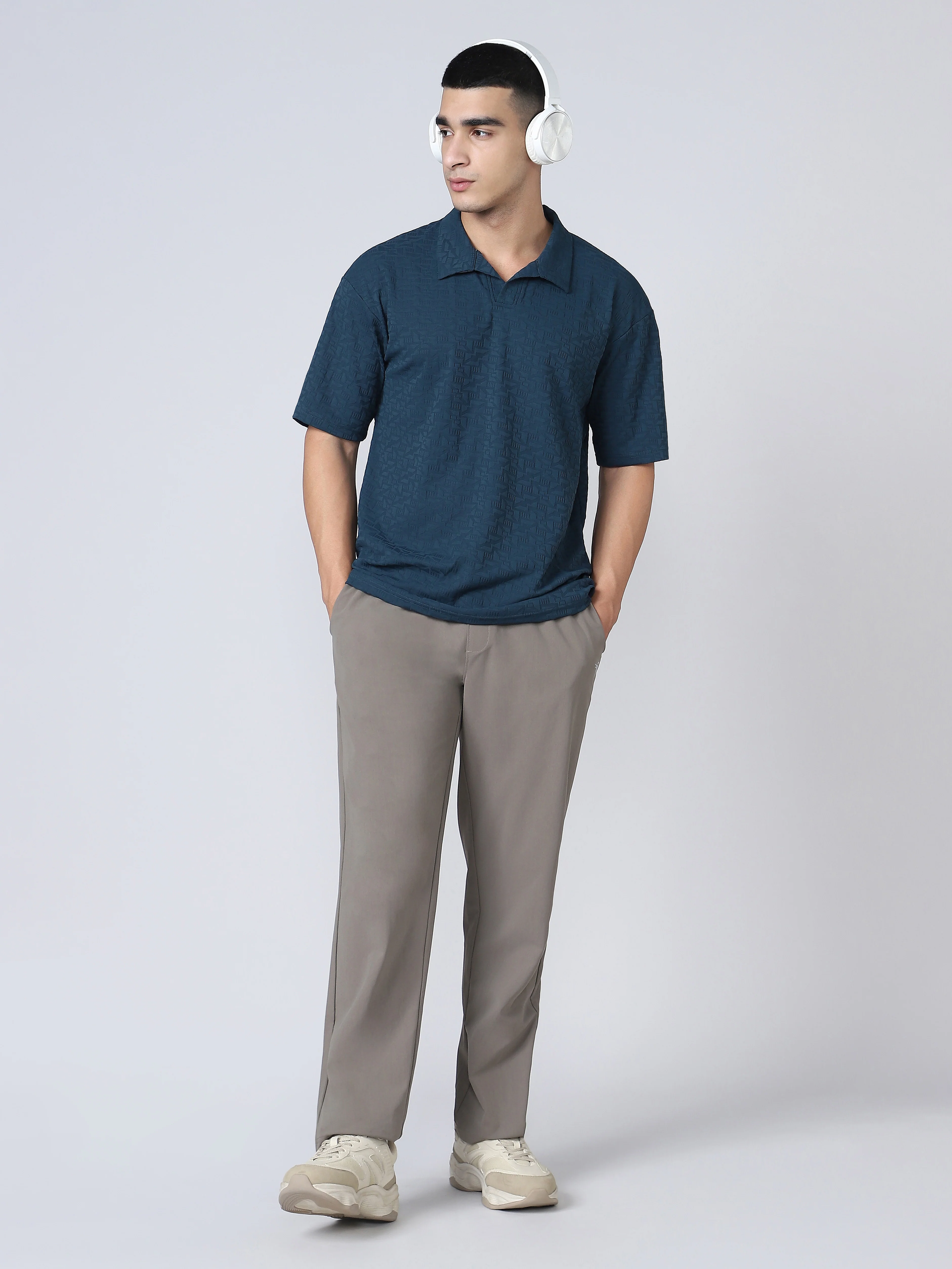Men Textured Oversized Polo Sports T-shirt with COTFLEX - Image 4