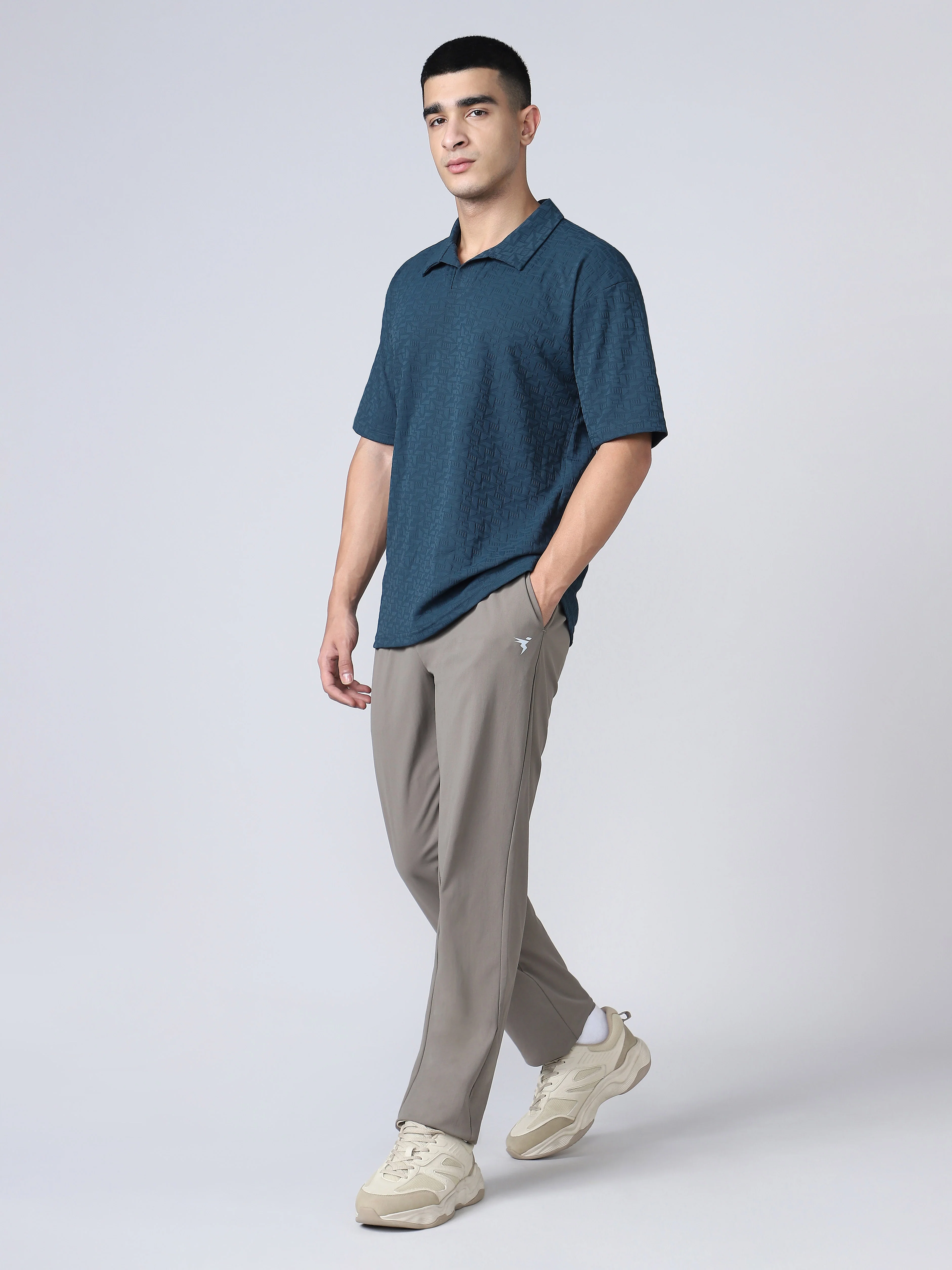Men Textured Oversized Polo Sports T-shirt with COTFLEX - Image 6