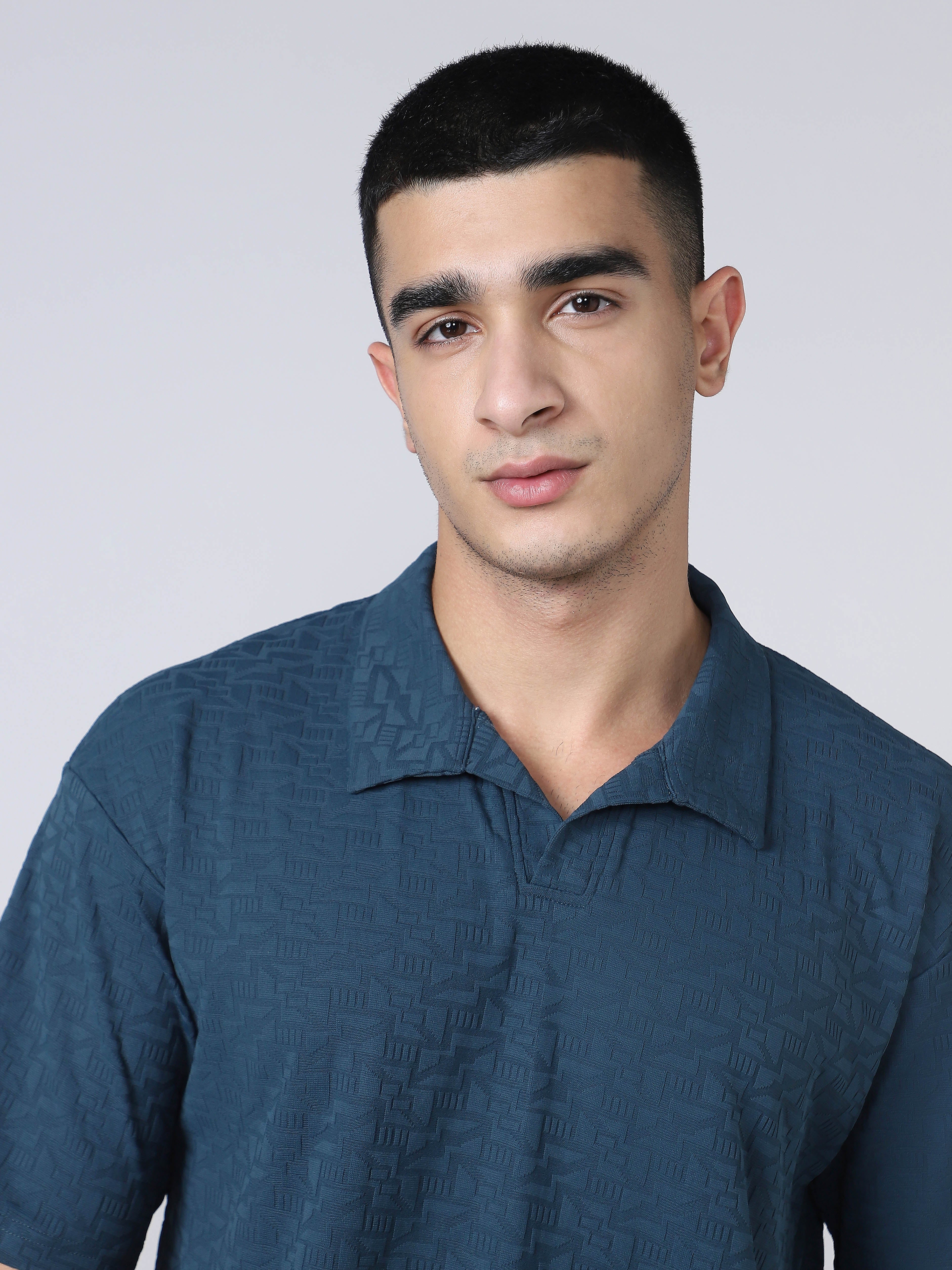 Men Textured Oversized Polo Sports T-shirt with COTFLEX - Image 7