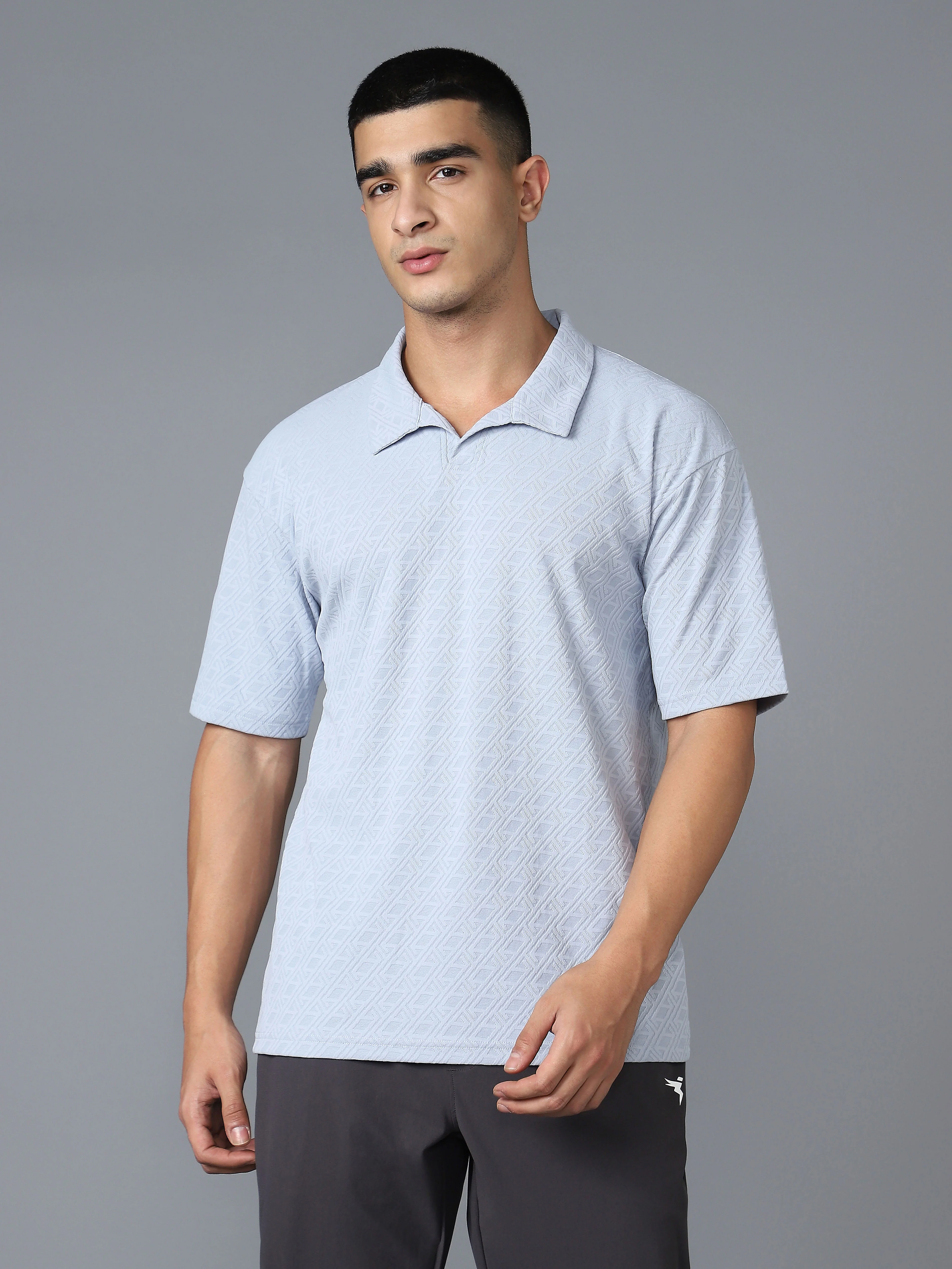 Men Textured Oversized Polo Sports T-shirt with COTFLEX