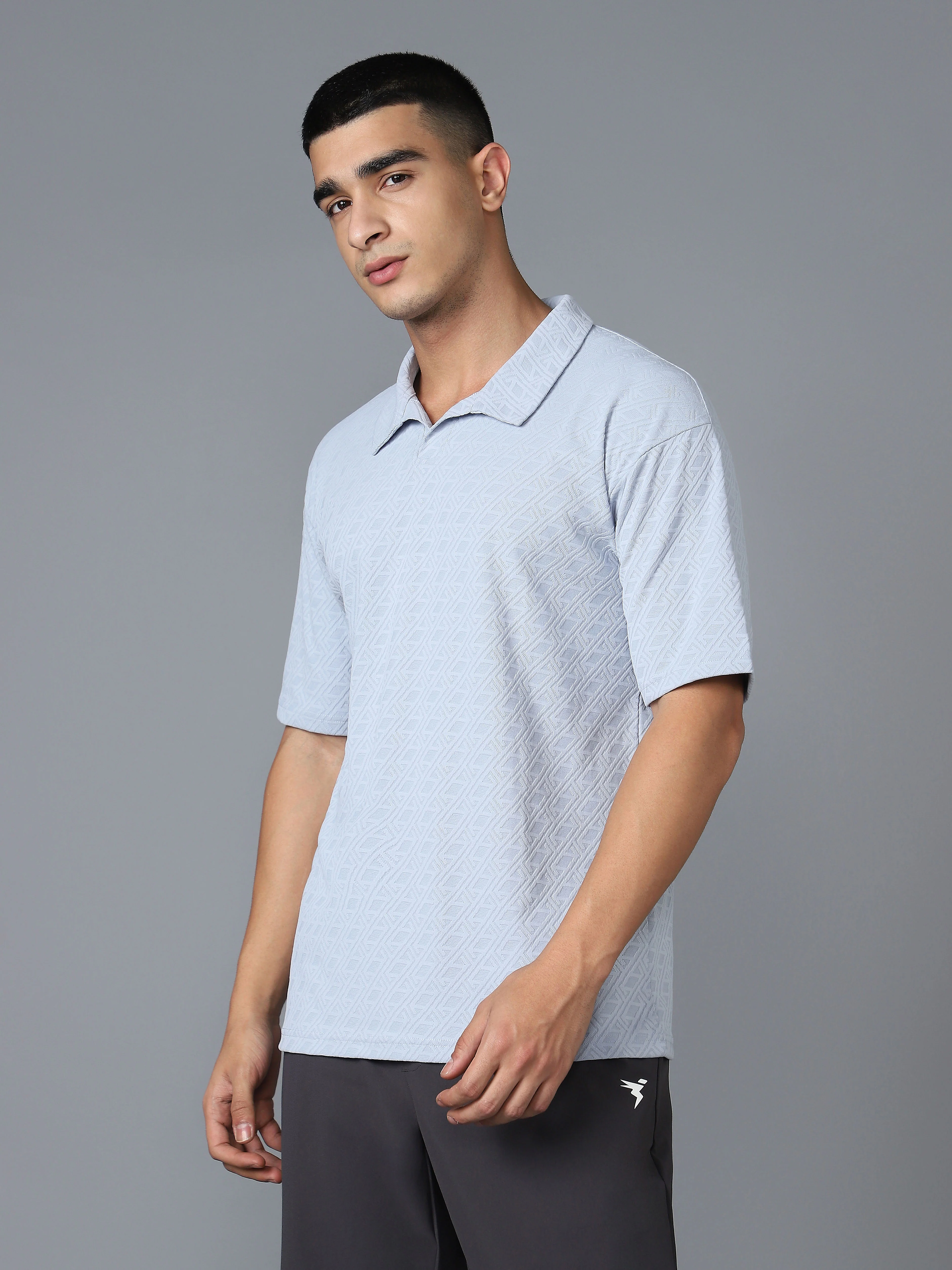 Men Textured Oversized Polo Sports T-shirt with COTFLEX - Image 3