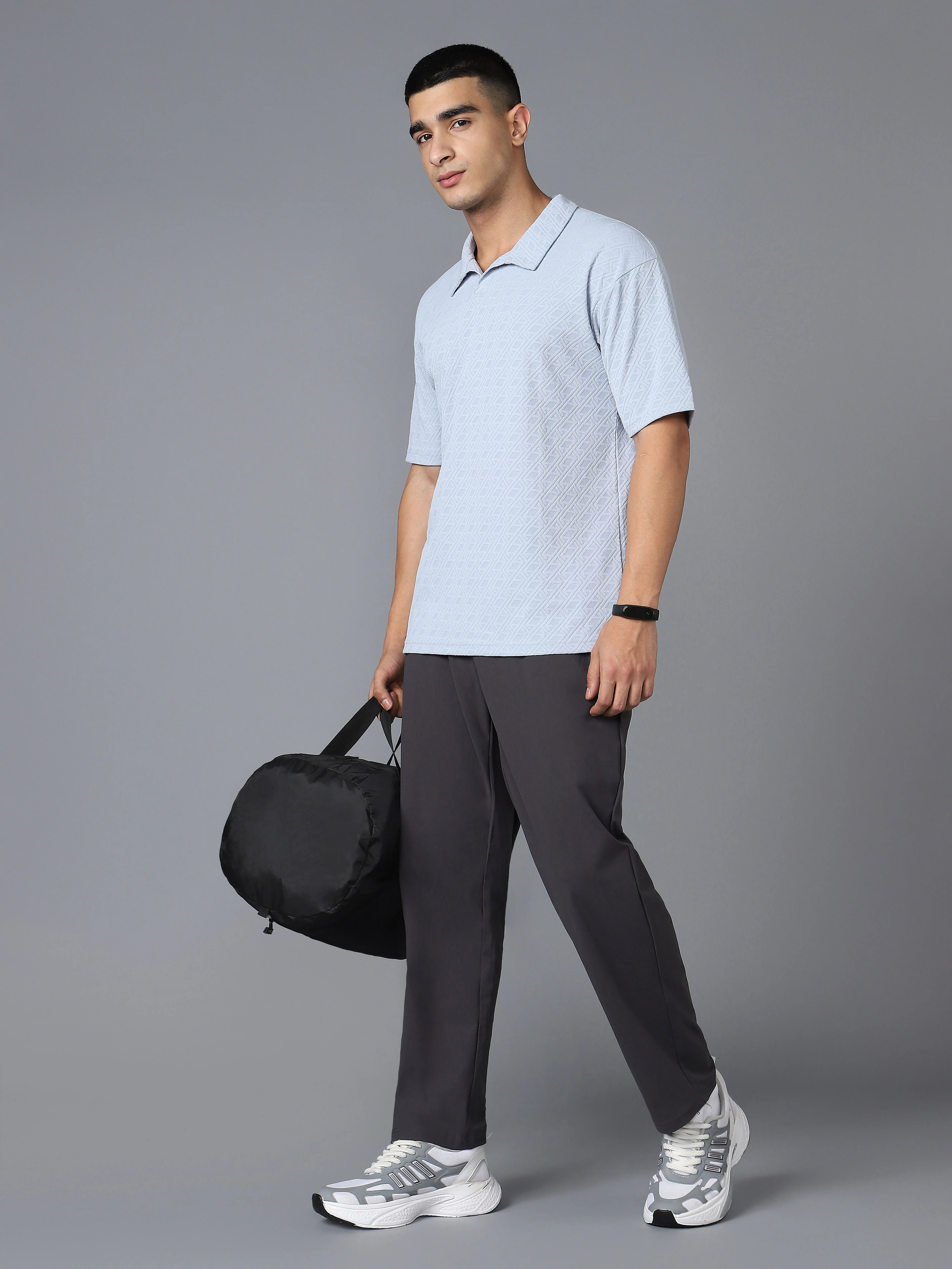 Men Textured Oversized Polo Sports T-shirt with COTFLEX - Image 4