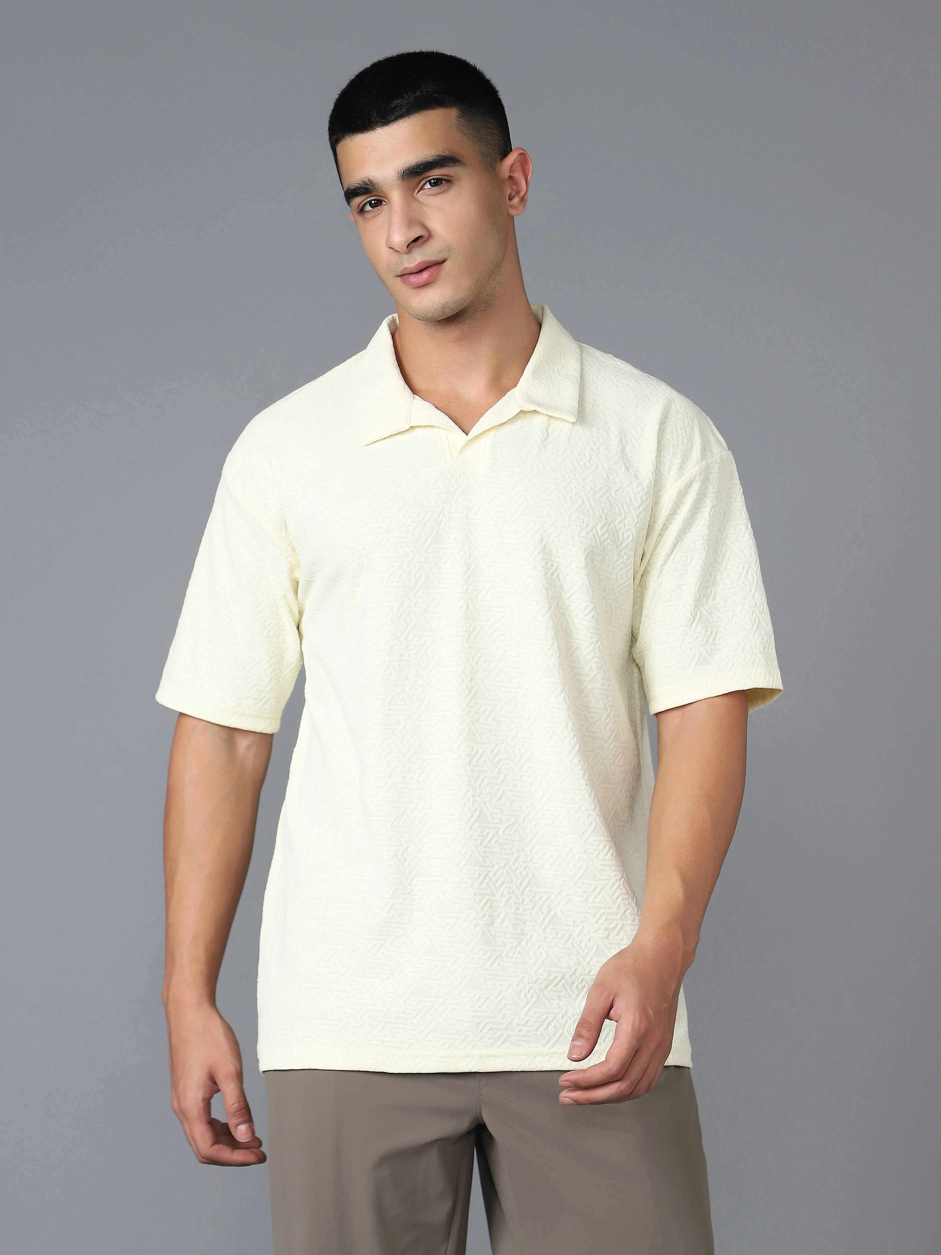 Men Textured Oversized Polo Sports T-shirt with COTFLEX