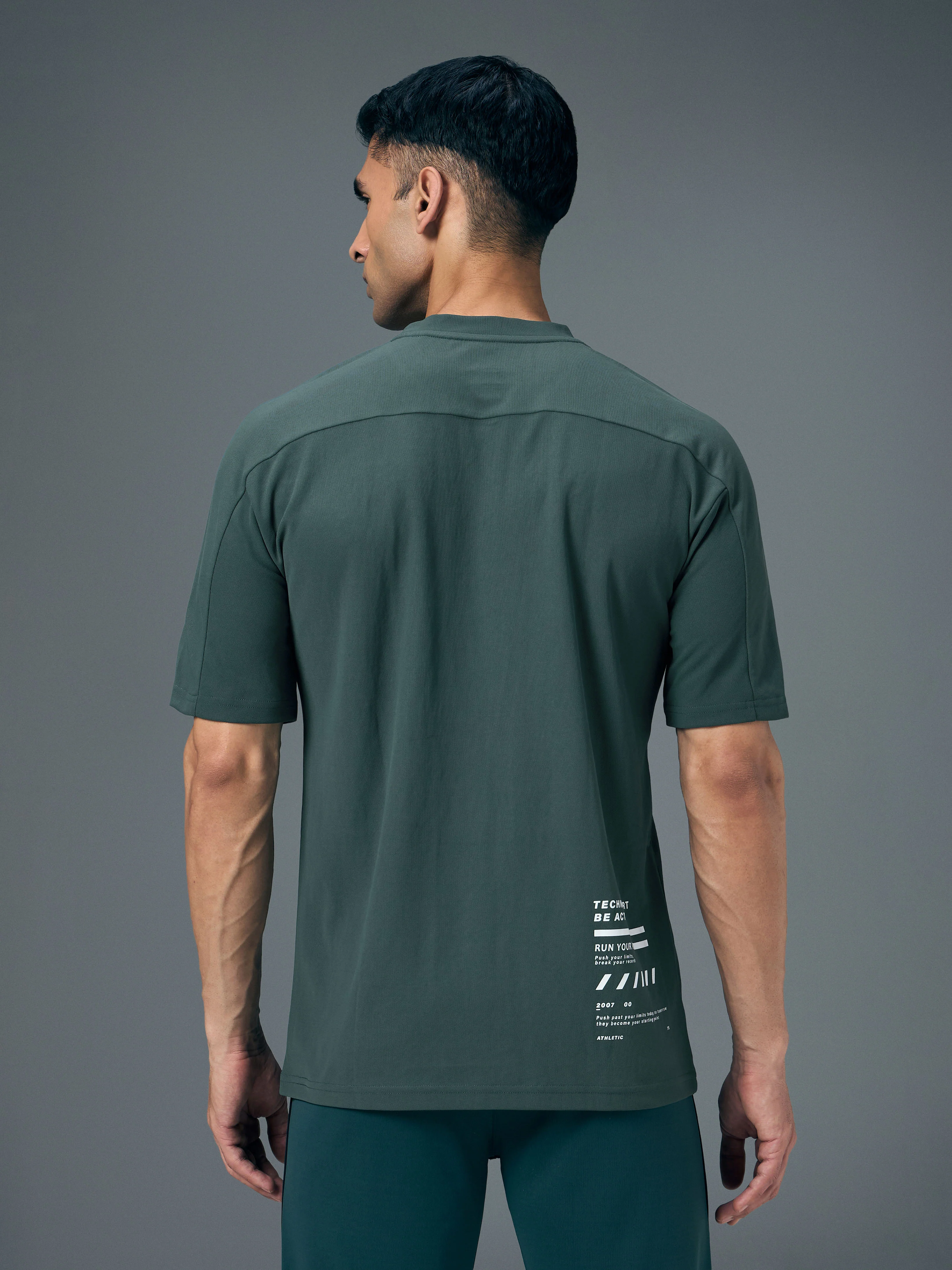 Men Typography Printed Oversized Round Neck Sports T-shirt with MATPIQ - Image 3
