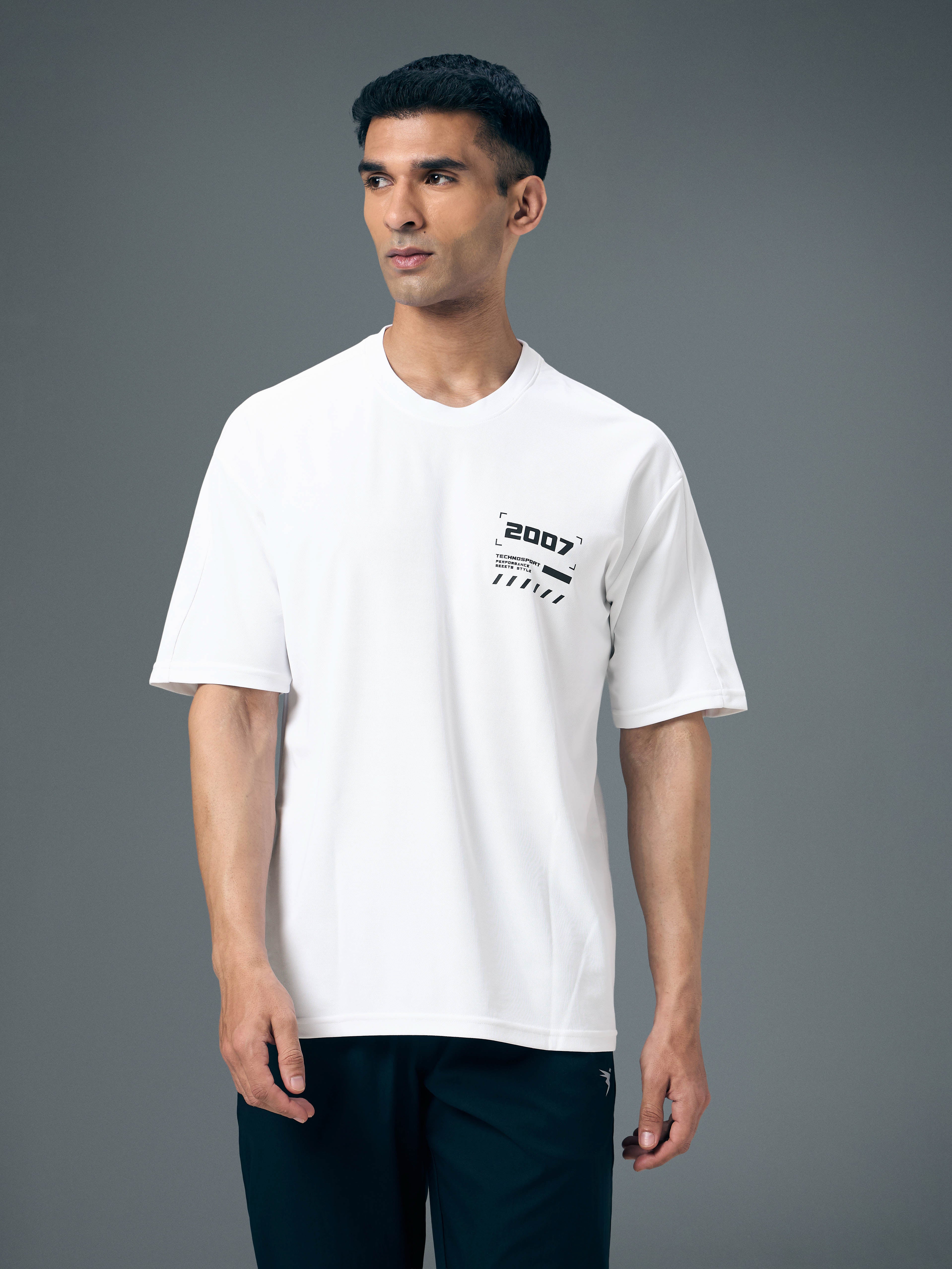 Men Typography Printed Oversized Round Neck Sports T-shirt with MATPIQ - Image 2