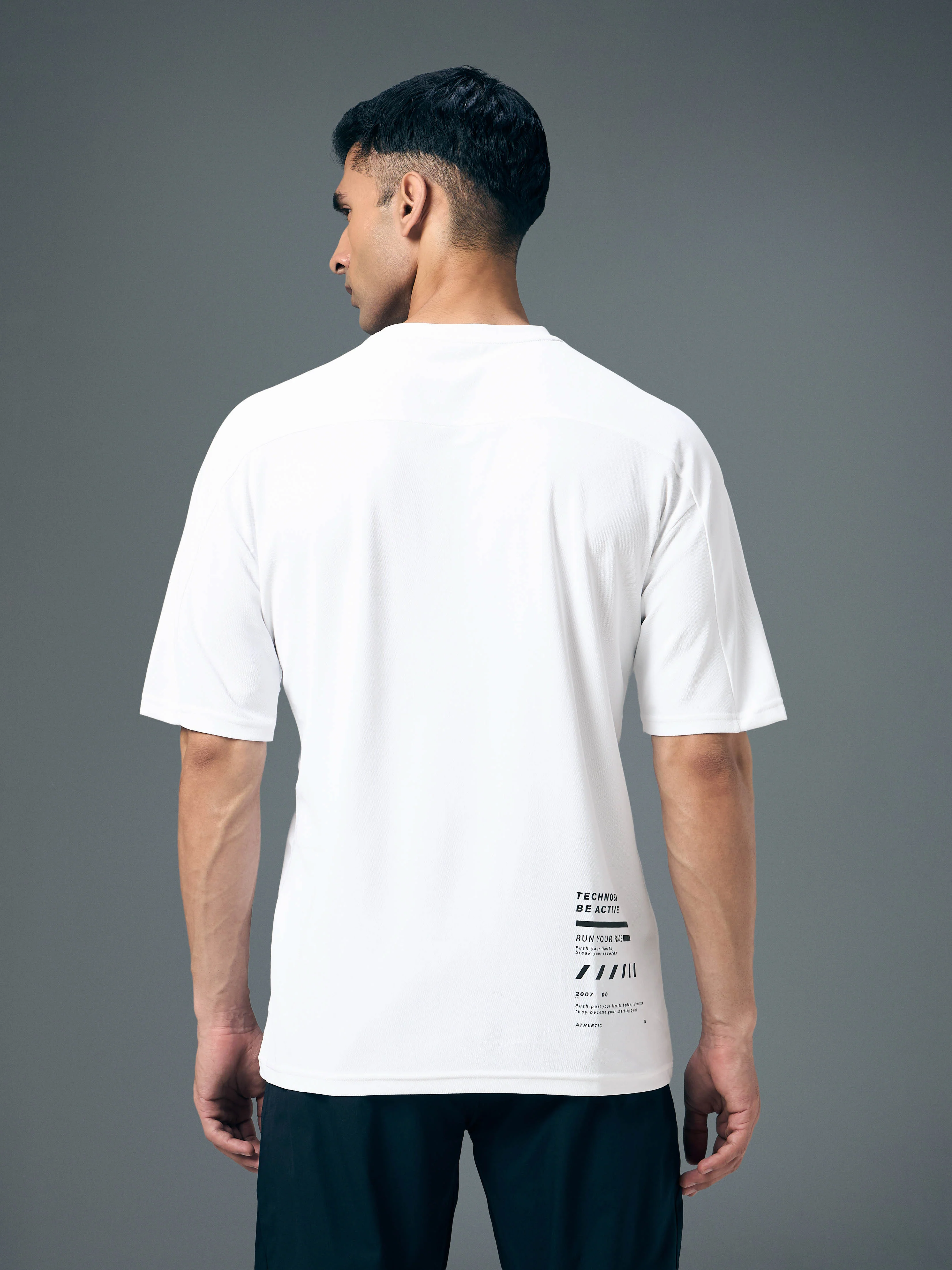 Men Typography Printed Oversized Round Neck Sports T-shirt with MATPIQ - Image 3