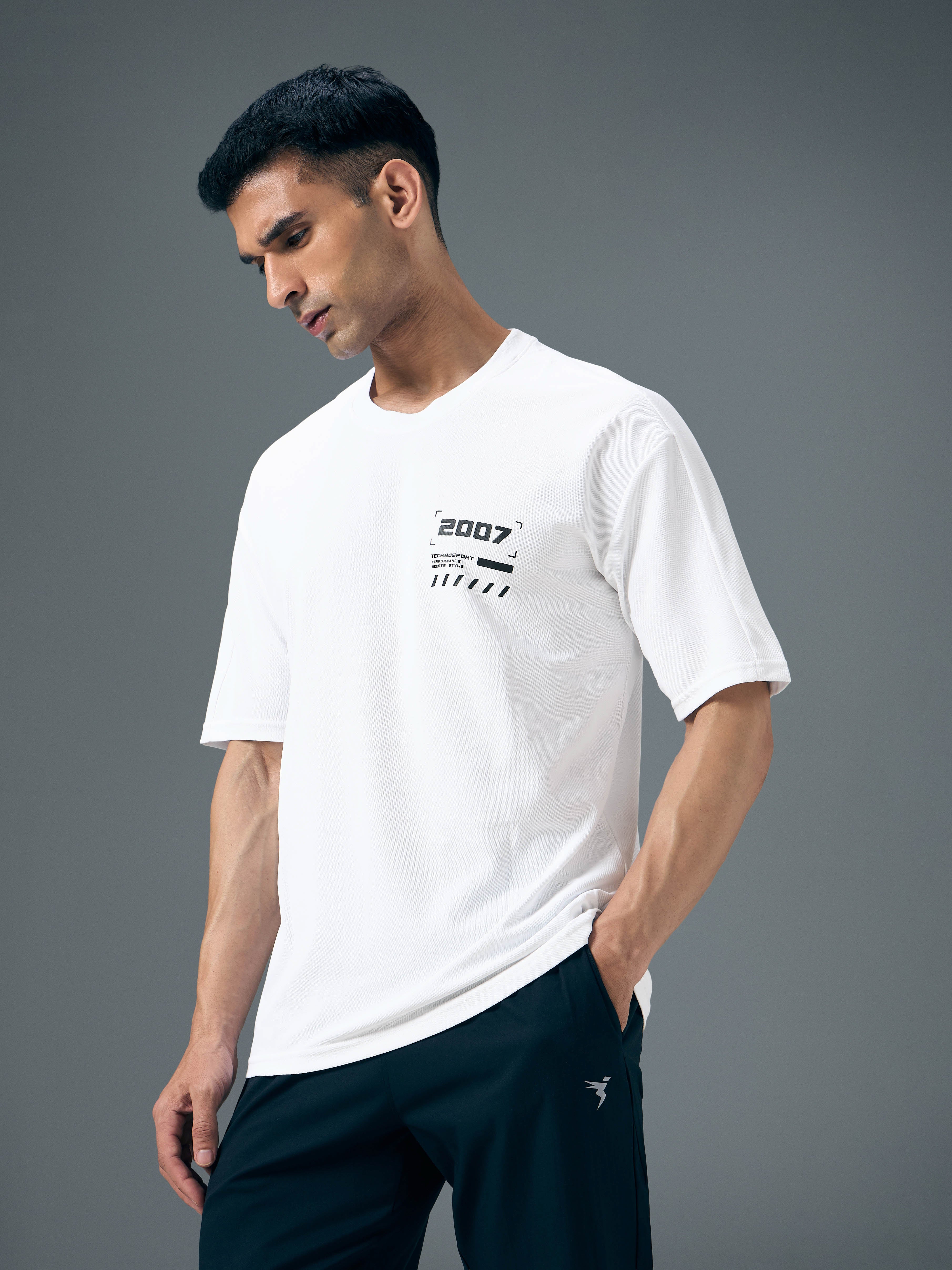Men Typography Printed Oversized Round Neck Sports T-shirt with MATPIQ - Image 4