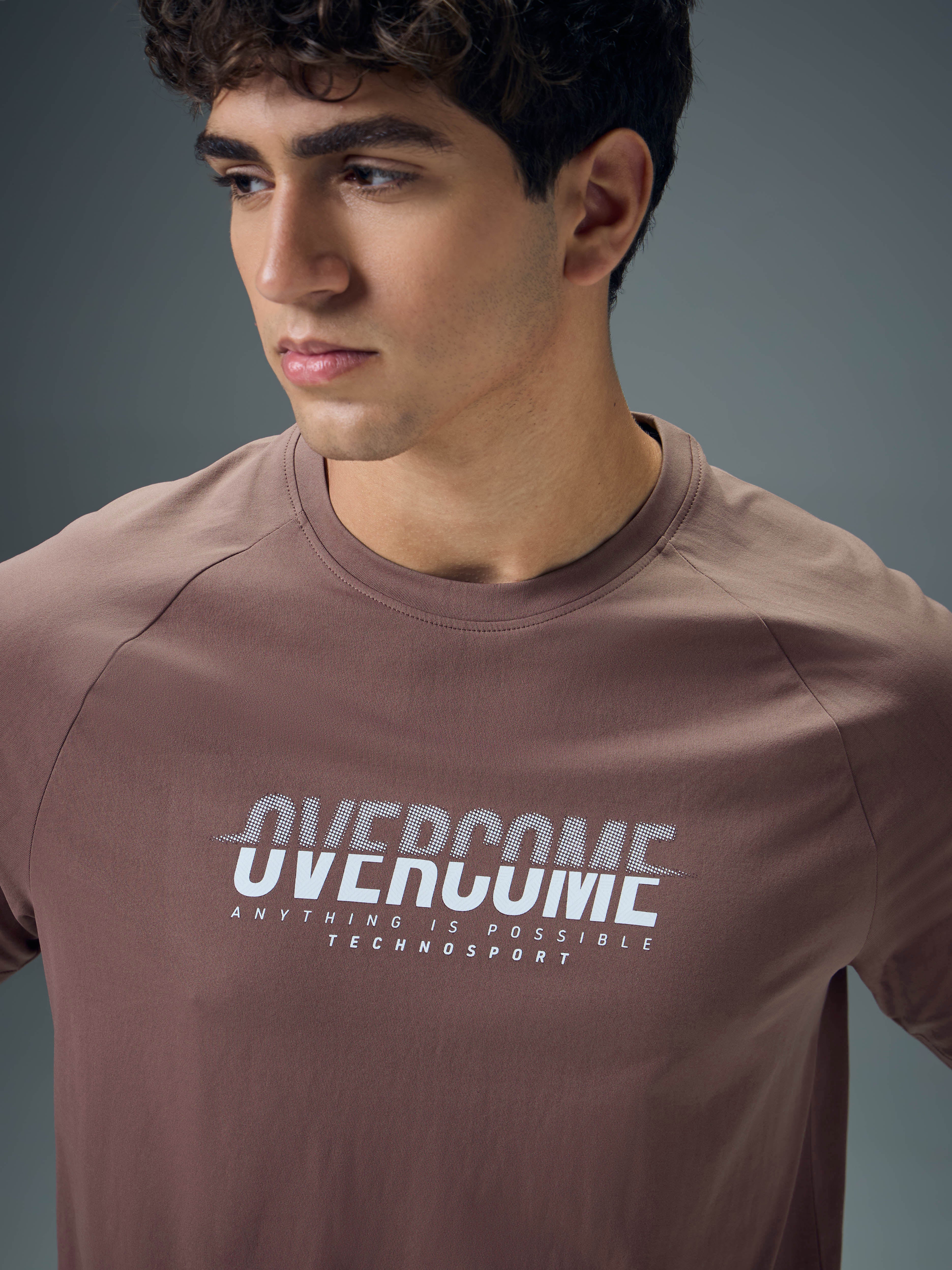 Men Typography Printed Slim Fit Round Neck Sports T-shirt with COTFLEX - Image 6