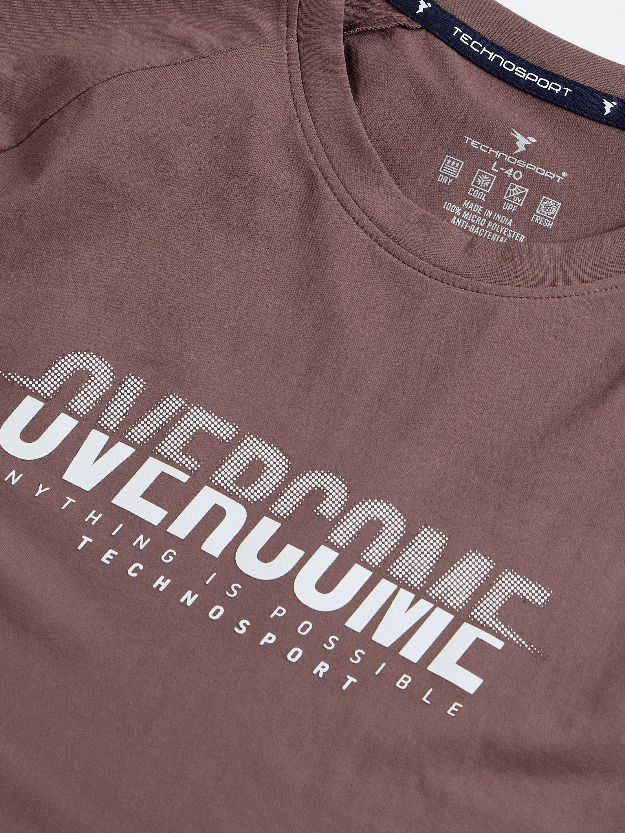 Men Typography Printed Slim Fit Round Neck Sports T-shirt with COTFLEX - Image 7
