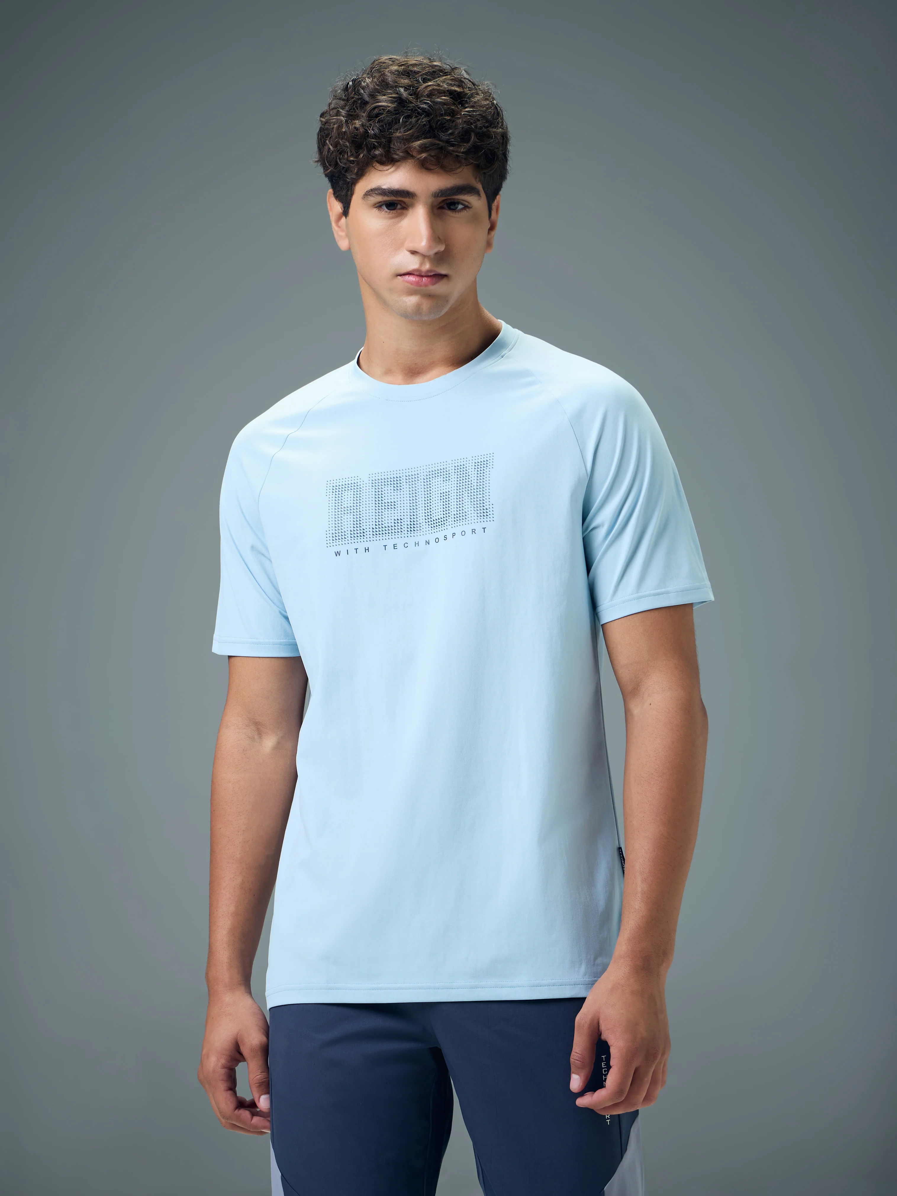 Men Typography Printed Slim Fit Round Neck Sports T-shirt with COTFLEX - Image 3