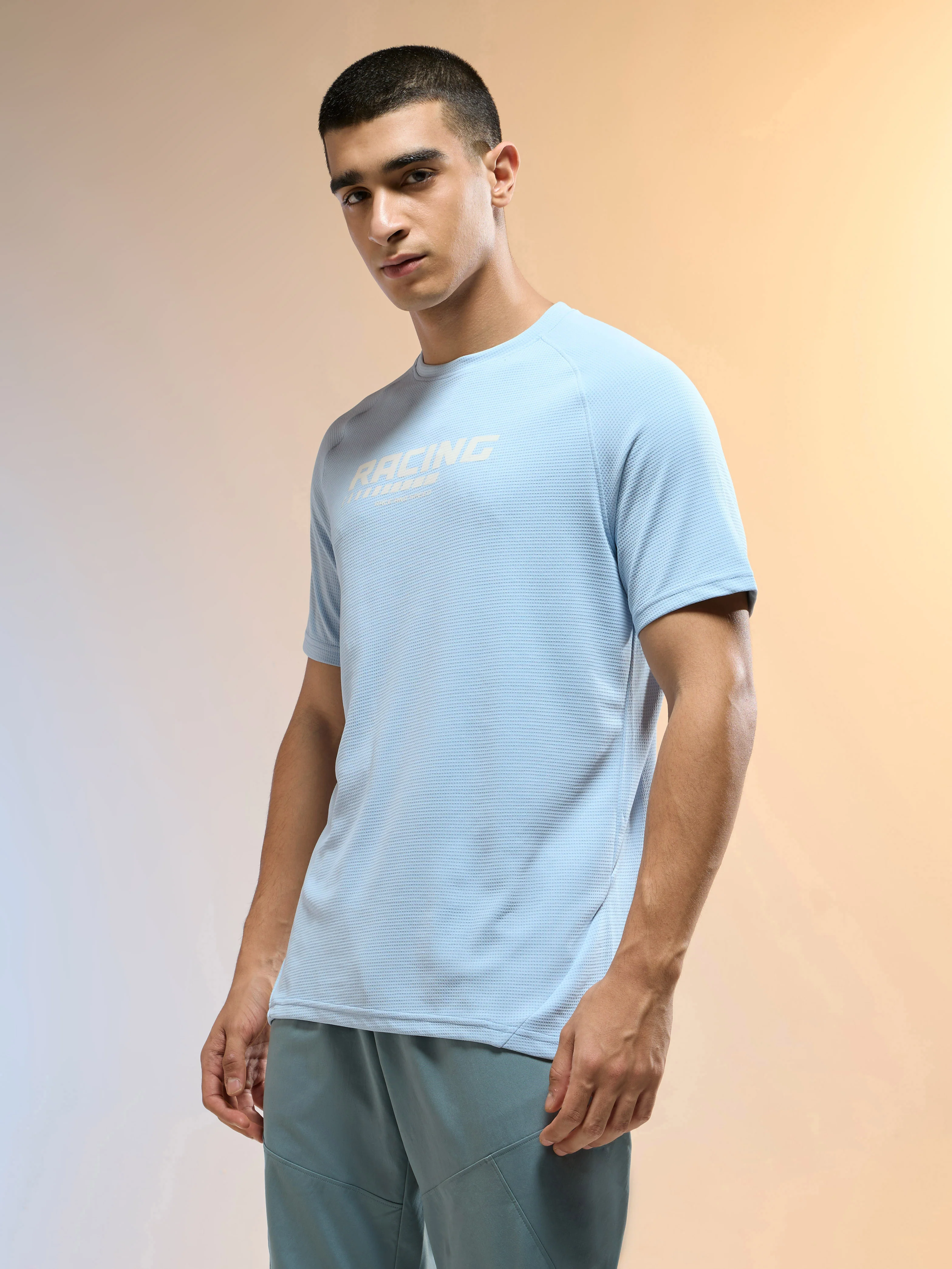 Men Typography Printed Slim Fit Round Neck Sports T-shirt with TECHNOCOOL+ - Image 4