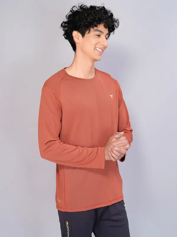 Men Solid Slim Fit Crew Neck T-shirt with TECHNO COOL - Image 3