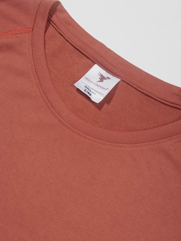Men Solid Slim Fit Crew Neck T-shirt with TECHNO COOL - Image 6