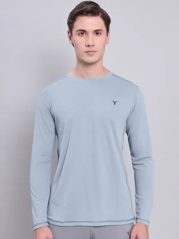 Men Solid Slim Fit Crew Neck T-shirt with TECHNO COOL+ - Image 2