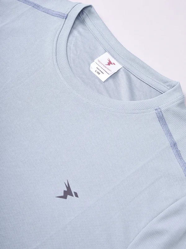 Men Solid Slim Fit Crew Neck T-shirt with TECHNO COOL+ - Image 7