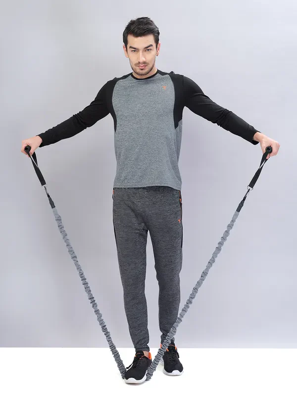 Men Melange Slim Fit Crew Neck T-shirt with DOUBLE COOL - Image 2