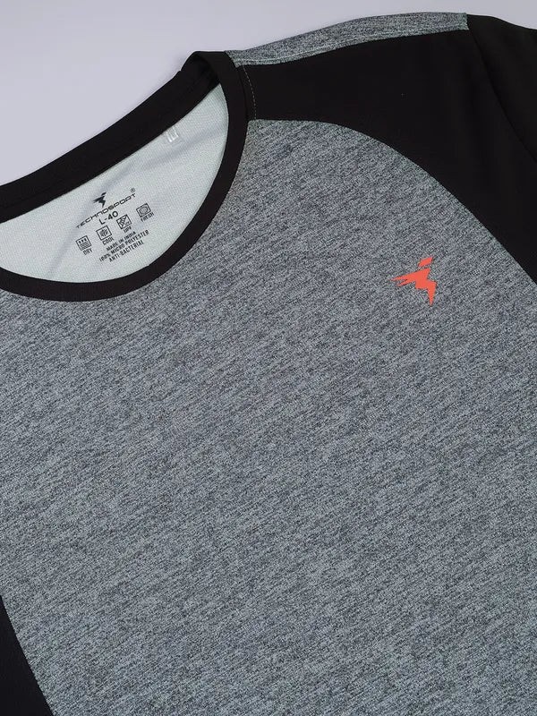 Men Melange Slim Fit Crew Neck T-shirt with DOUBLE COOL - Image 7