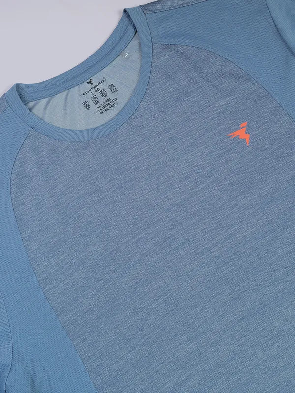 Men Melange Slim Fit Crew Neck T-shirt with DOUBLE COOL - Image 7