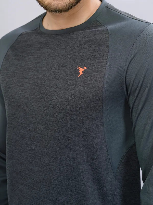 Men Melange Slim Fit Crew Neck T-shirt with DOUBLE COOL - Image 6