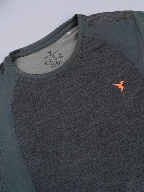 Men Melange Slim Fit Crew Neck T-shirt with DOUBLE COOL - Image 7