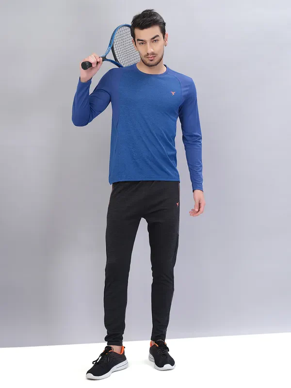 Men Melange Slim Fit Crew Neck T-shirt with DOUBLE COOL - Image 2