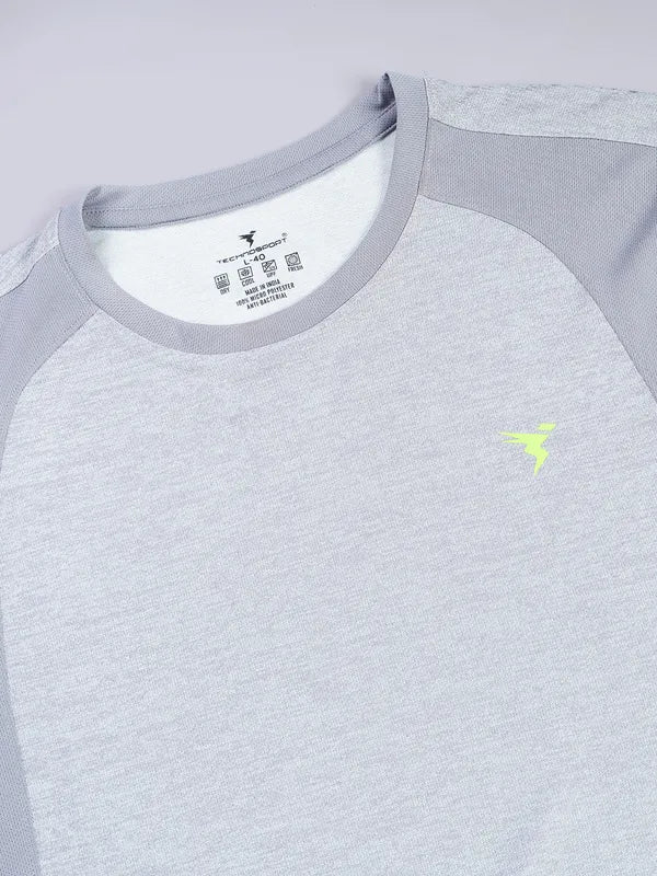 Men Melange Slim Fit Crew Neck T-shirt with DOUBLE COOL - Image 7