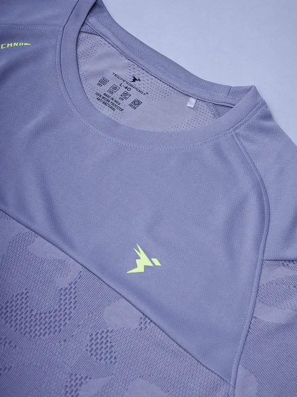 Men Jacquard Slim Fit Crew Neck T-shirt with VENTMESH - Image 9