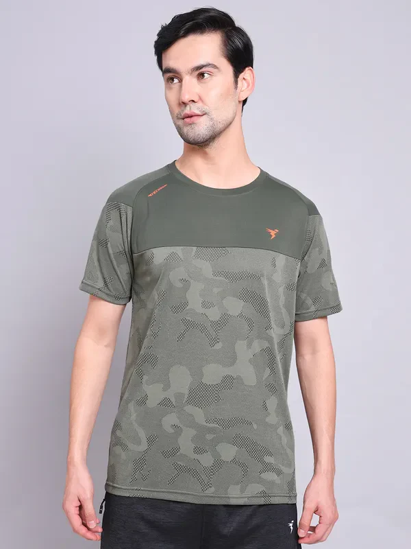Men Jacquard Slim Fit Crew Neck T-shirt with VENTMESH - Image 2