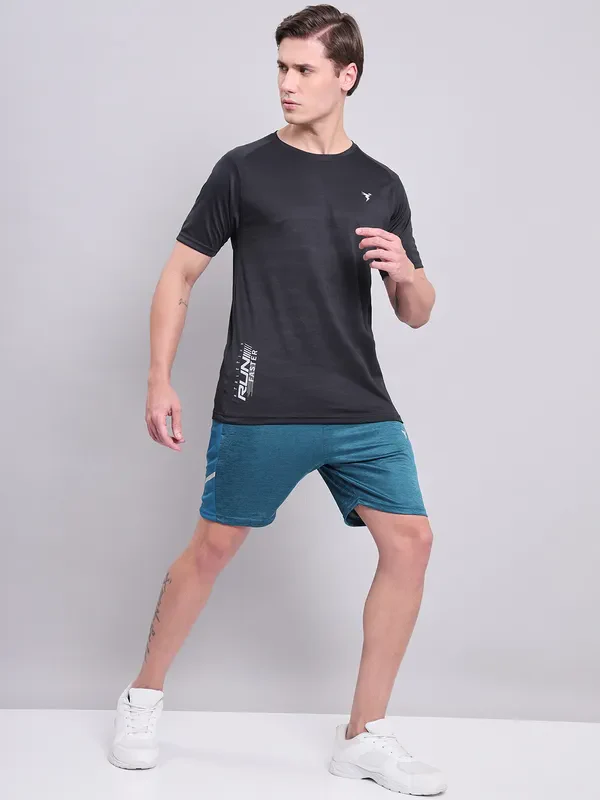 Men Self Design Slim Fit Crew Neck T-shirt with VENTMESH - Image 5