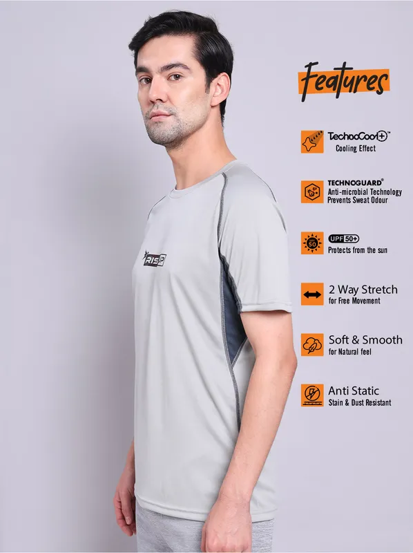 Men Printed Regular Fit Crew Neck T-shirt with TECHNO COOL+ - Image 4