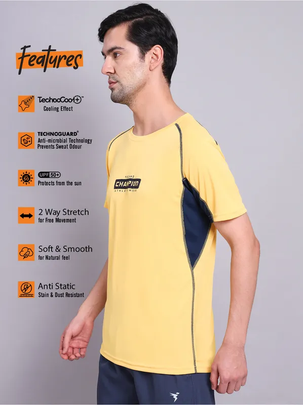Men Printed Regular Fit Crew Neck T-shirt with TECHNO COOL+ - Image 3