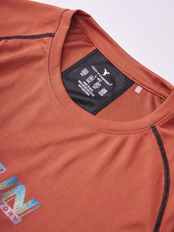 Men Printed Regular Fit Crew Neck T-shirt with TECHNO COOL+ - Image 7
