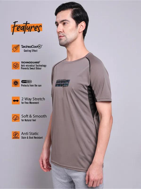 Men Printed Regular Fit Crew Neck T-shirt with TECHNO COOL+ - Image 3