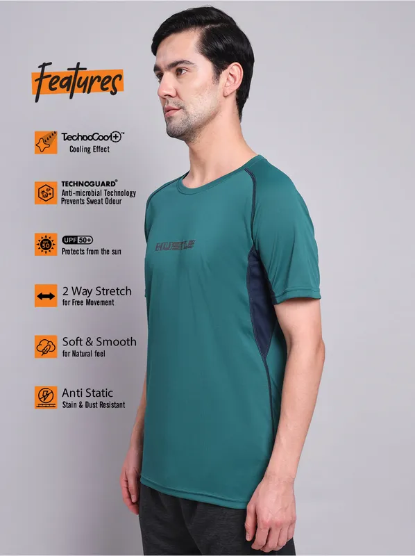 Men Printed Regular Fit Crew Neck T-shirt with TECHNO COOL+ - Image 4