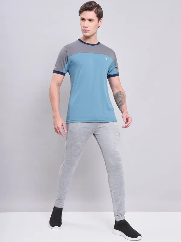 Men Colorblock Slim Fit Crew Neck T-shirt with TECHNO COOL+ - Image 5