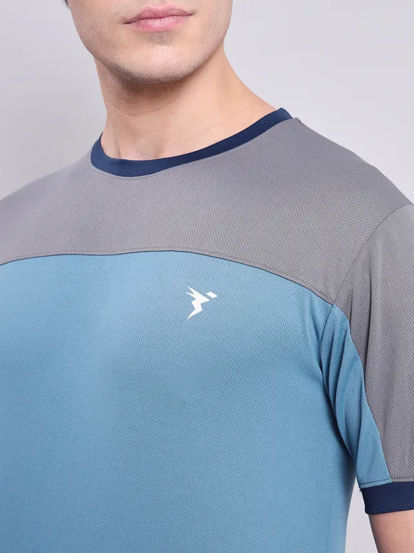 Men Colorblock Slim Fit Crew Neck T-shirt with TECHNO COOL+ - Image 6