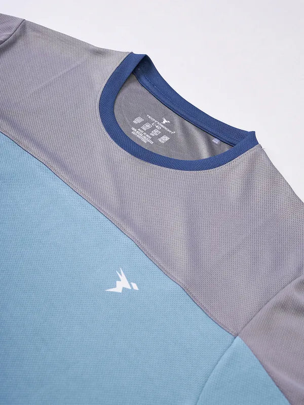 Men Colorblock Slim Fit Crew Neck T-shirt with TECHNO COOL+ - Image 8