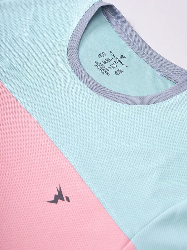 Men Colorblock Slim Fit Crew Neck T-shirt with TECHNO COOL+ - Image 7